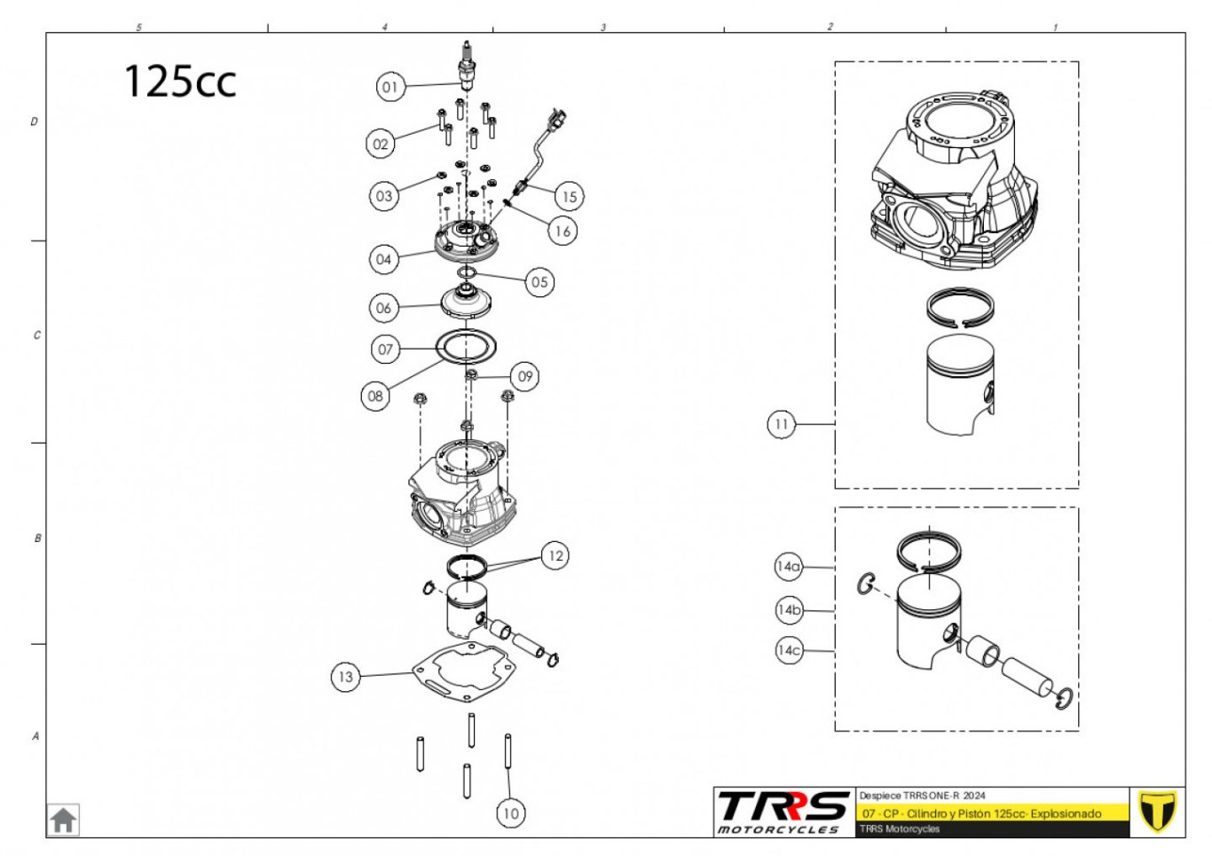 07MT-125 - CYLINDER AND PISTON 125CC
