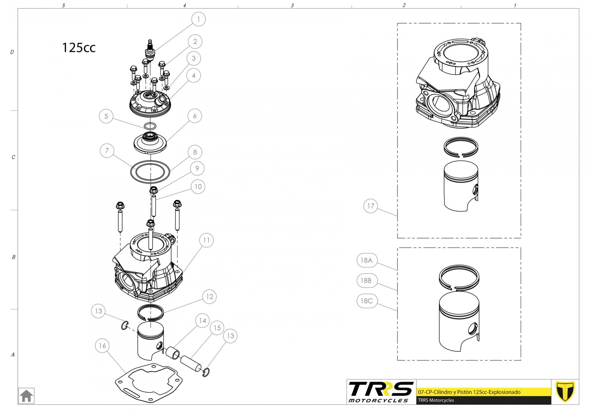 07MT-125 - CYLINDER AND PISTON 125