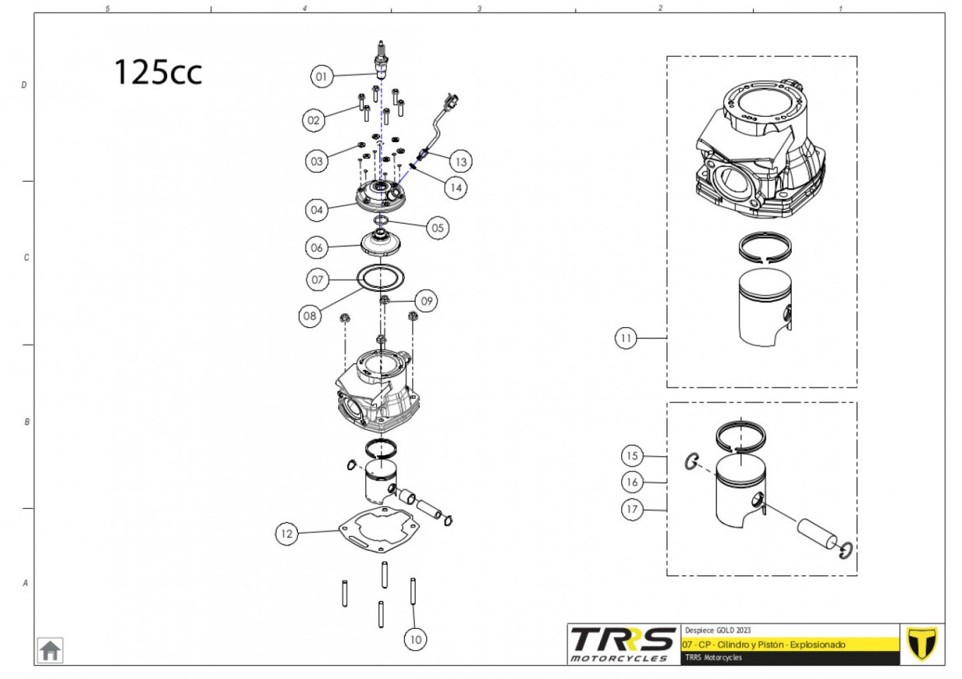 07MT-125 - CYLINDER AND PISTON 125CC