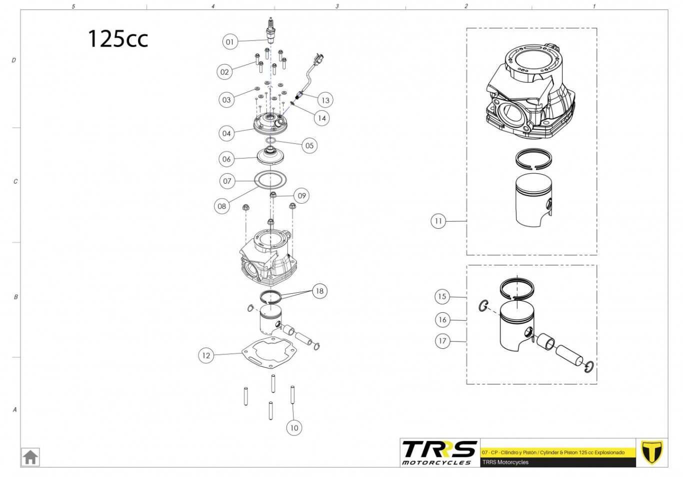 07MT-125 - CYLINDER AND PISTON 125CC