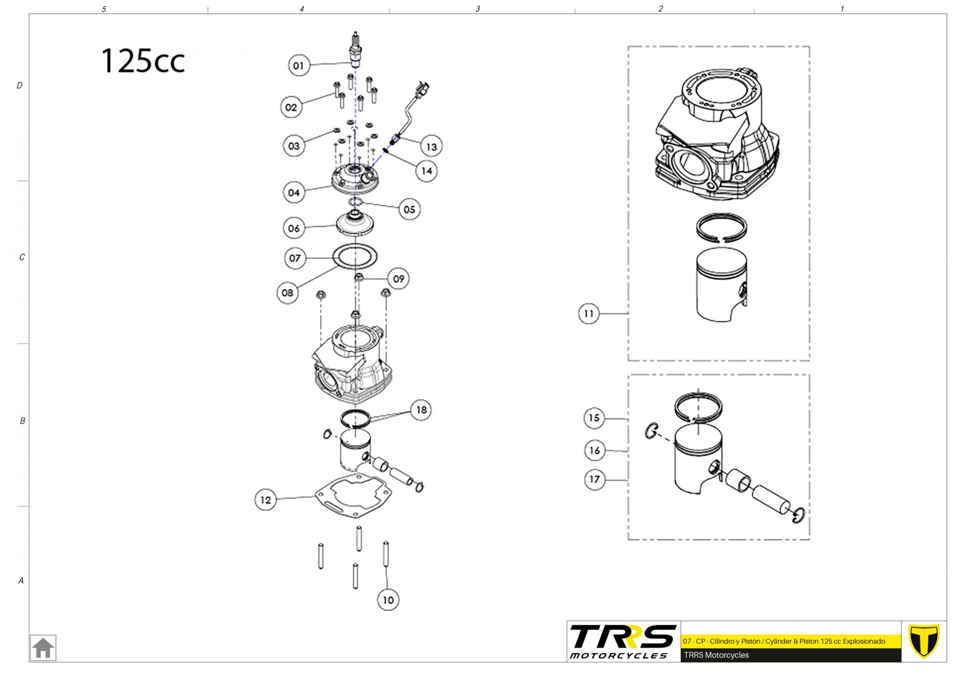 07MT-125 - CYLINDER AND PISTON 125