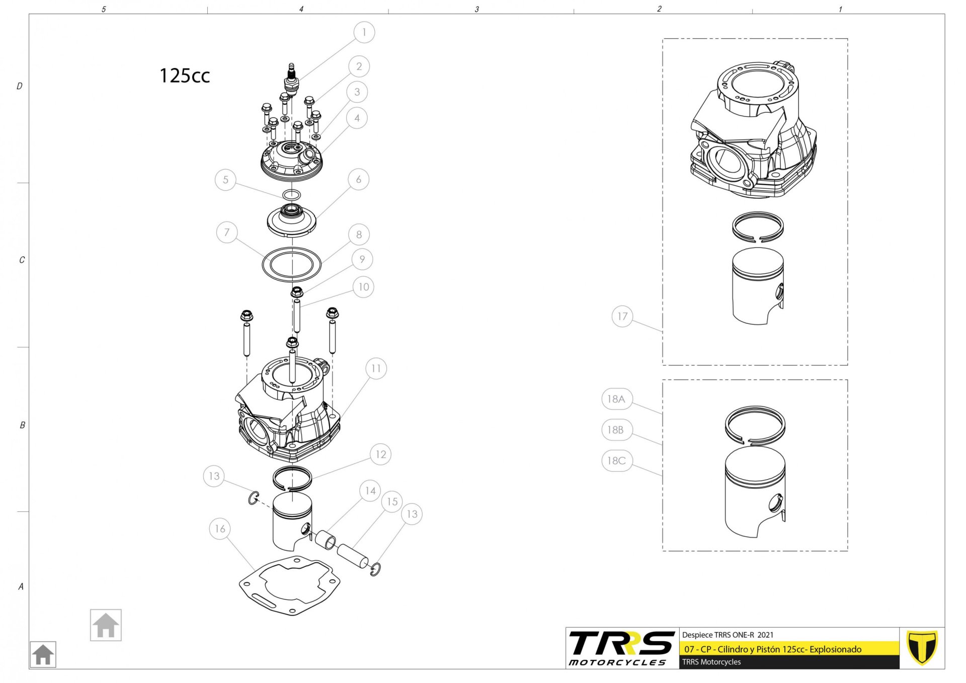 07MT-125 - CYLINDER AND PISTON 125CC