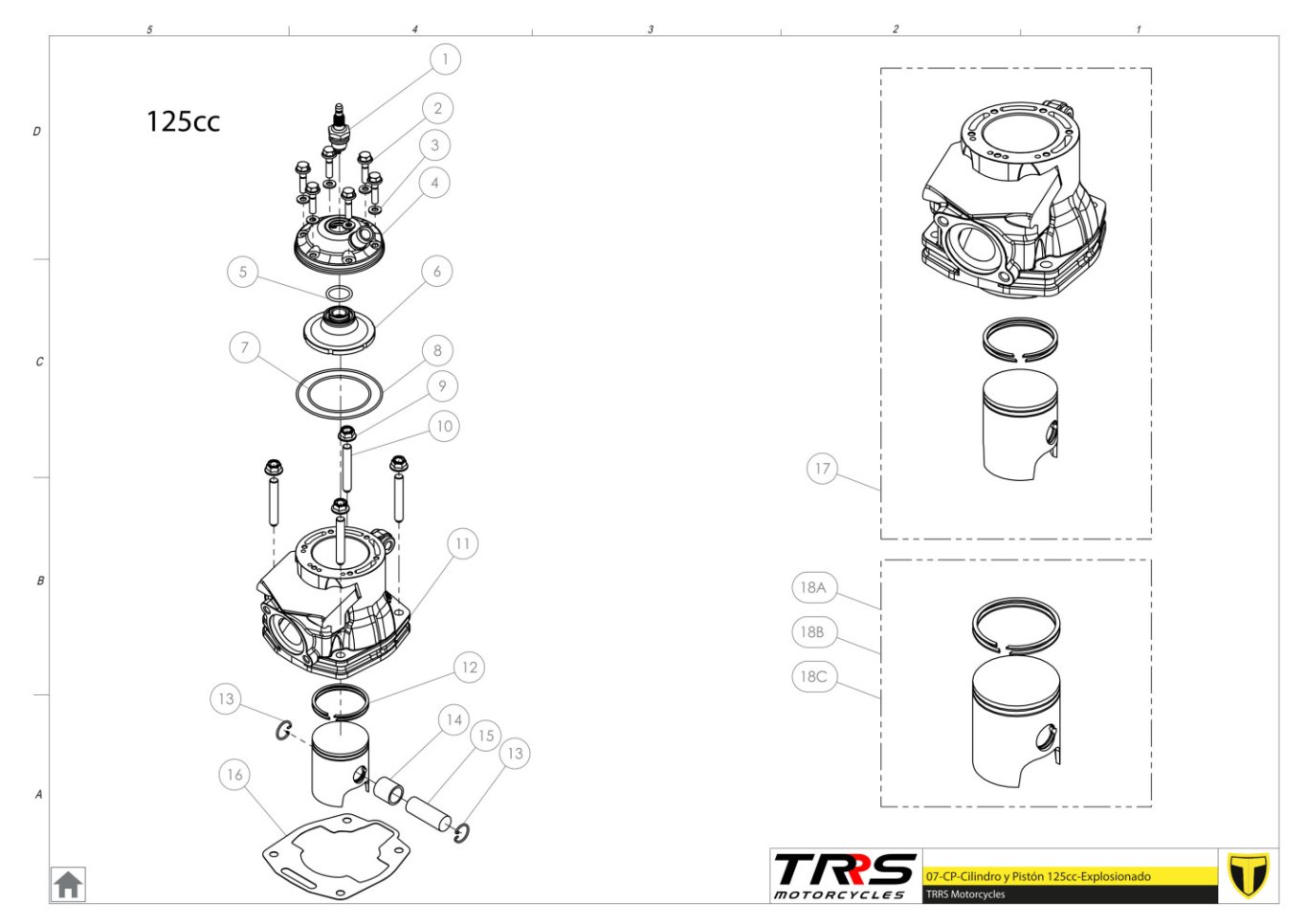 07MT-125 - CYLINDER AND PISTON 125