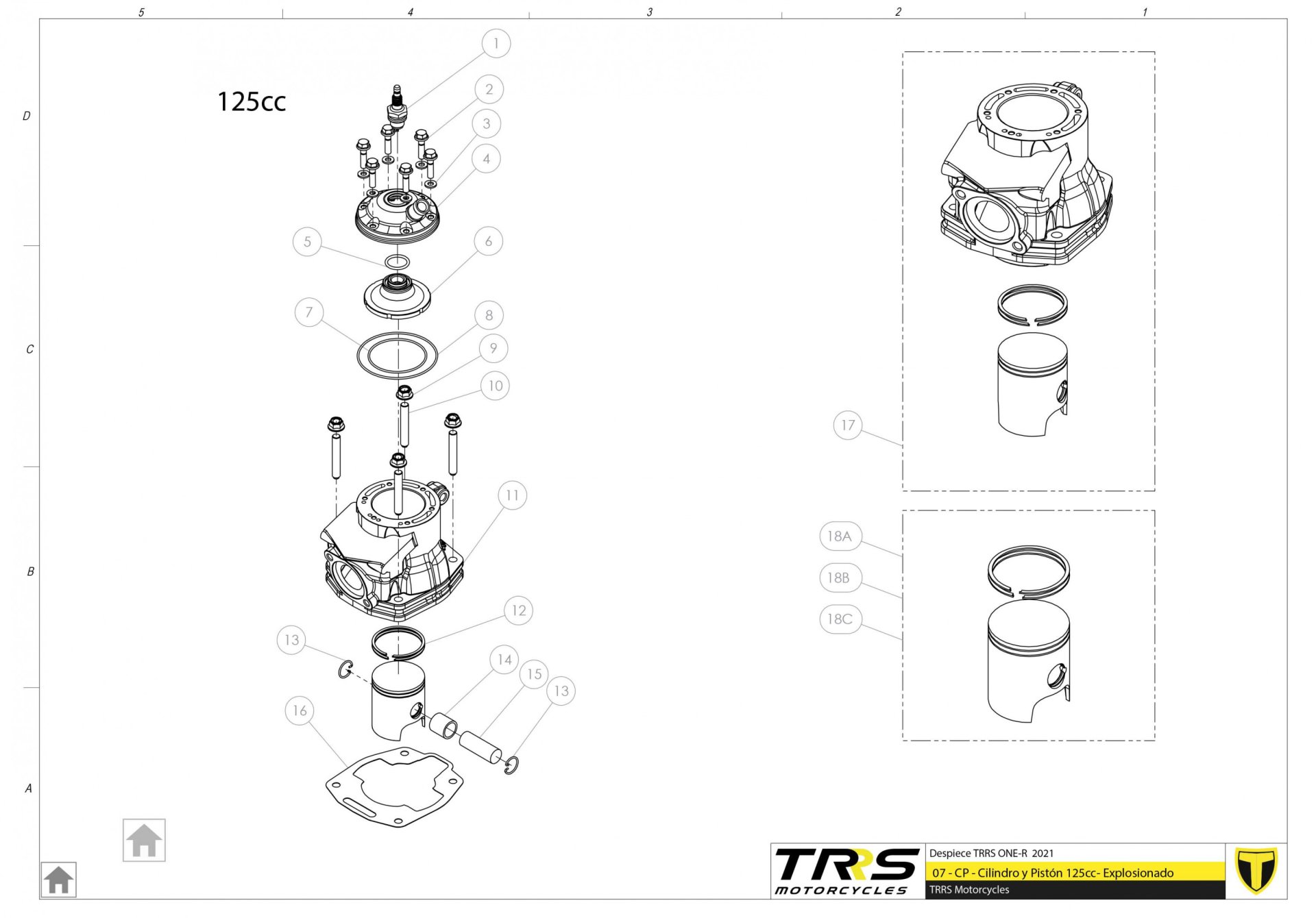 07MT-125 - CYLINDER AND PISTON 125