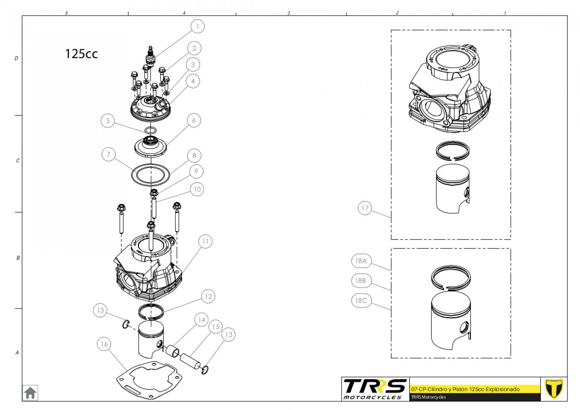07MT-125 - CYLINDER AND PISTON 125