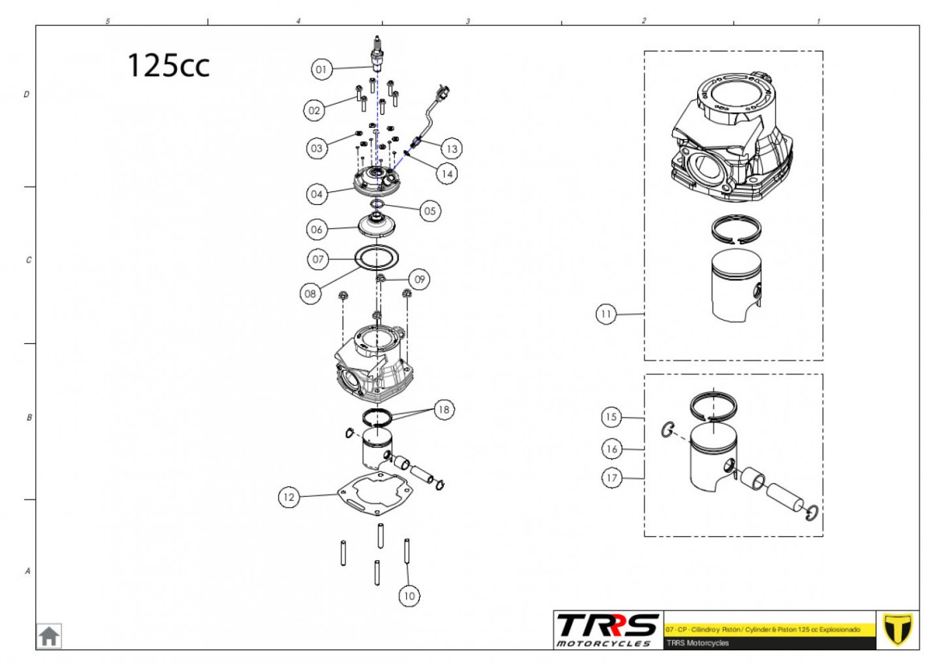 07MT-125 - CYLINDER AND PISTON 125CC