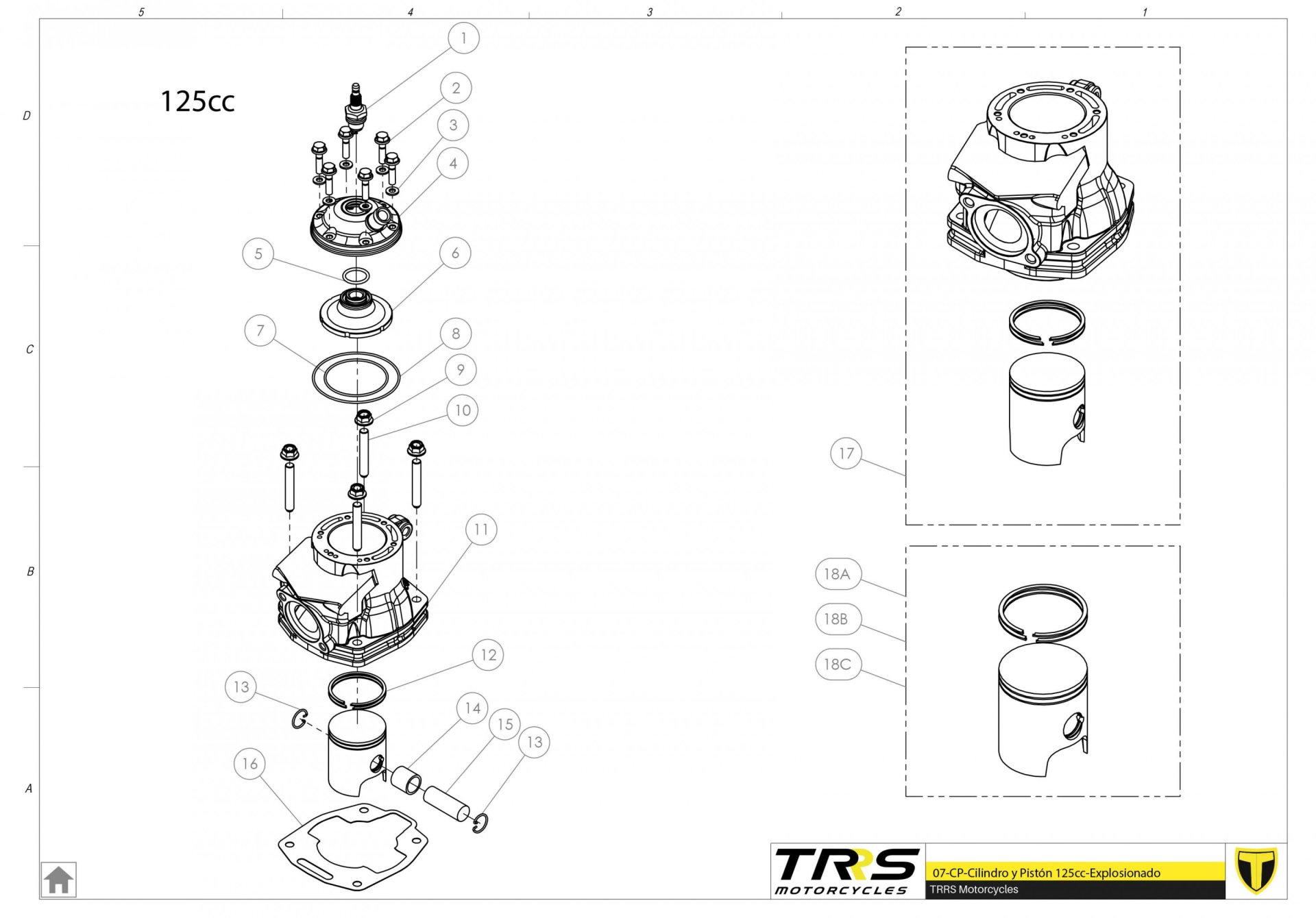 07MT-125 - CYLINDER AND PISTON 125