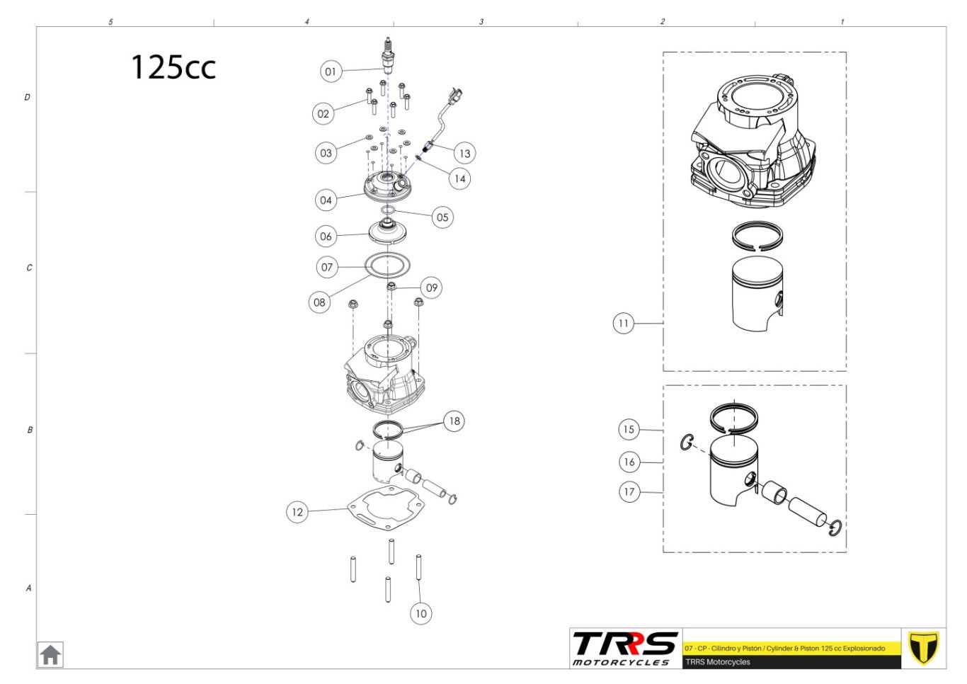07MT-125 - CYLINDER AND PISTON 125