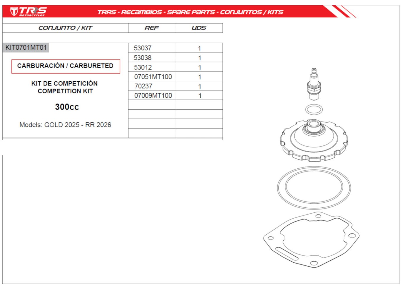 KIT0701MT01 - CARBURETED (GOLD 2025 - RR 2026)