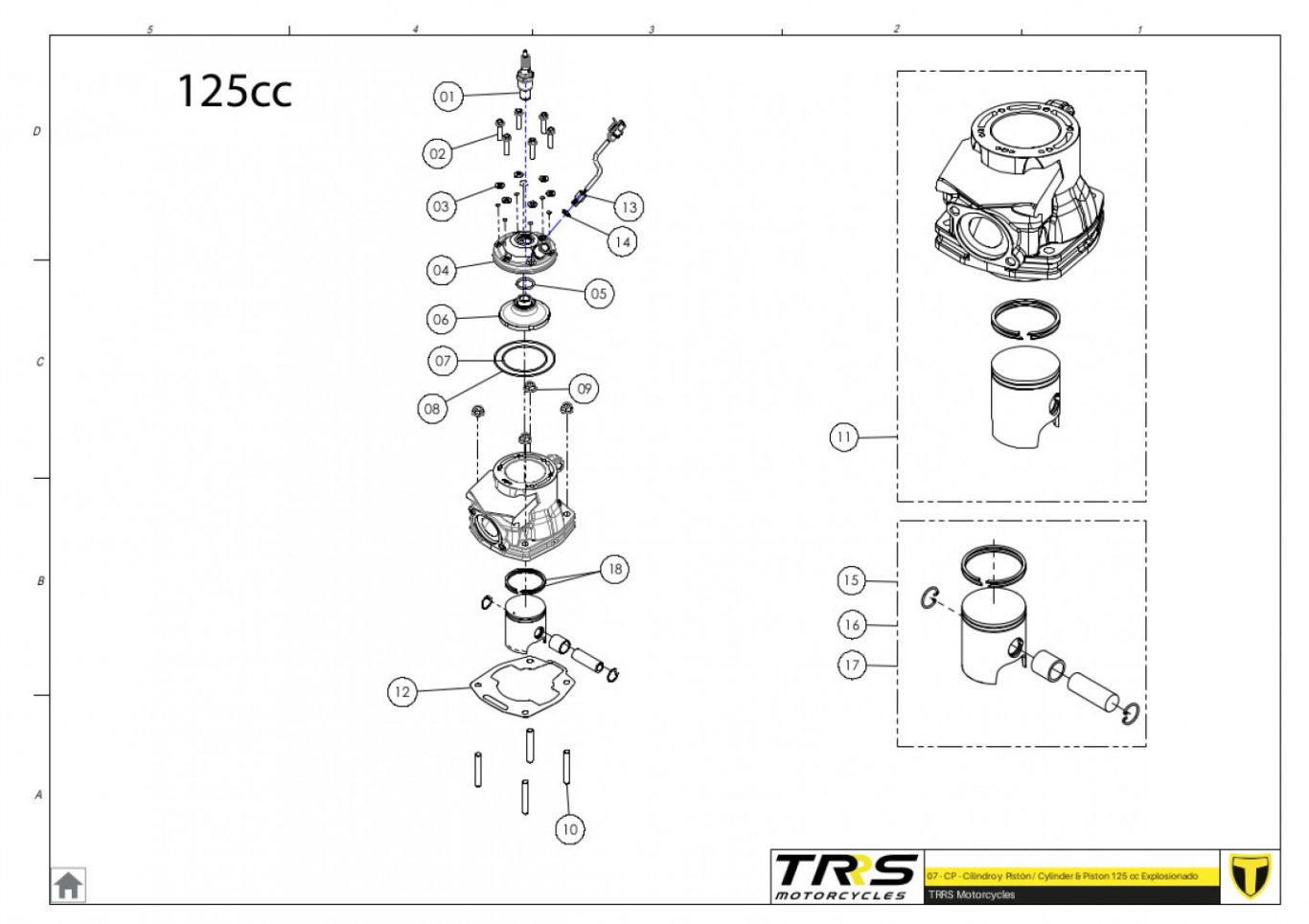 07MT-125 - CYLINDER AND PISTON 125