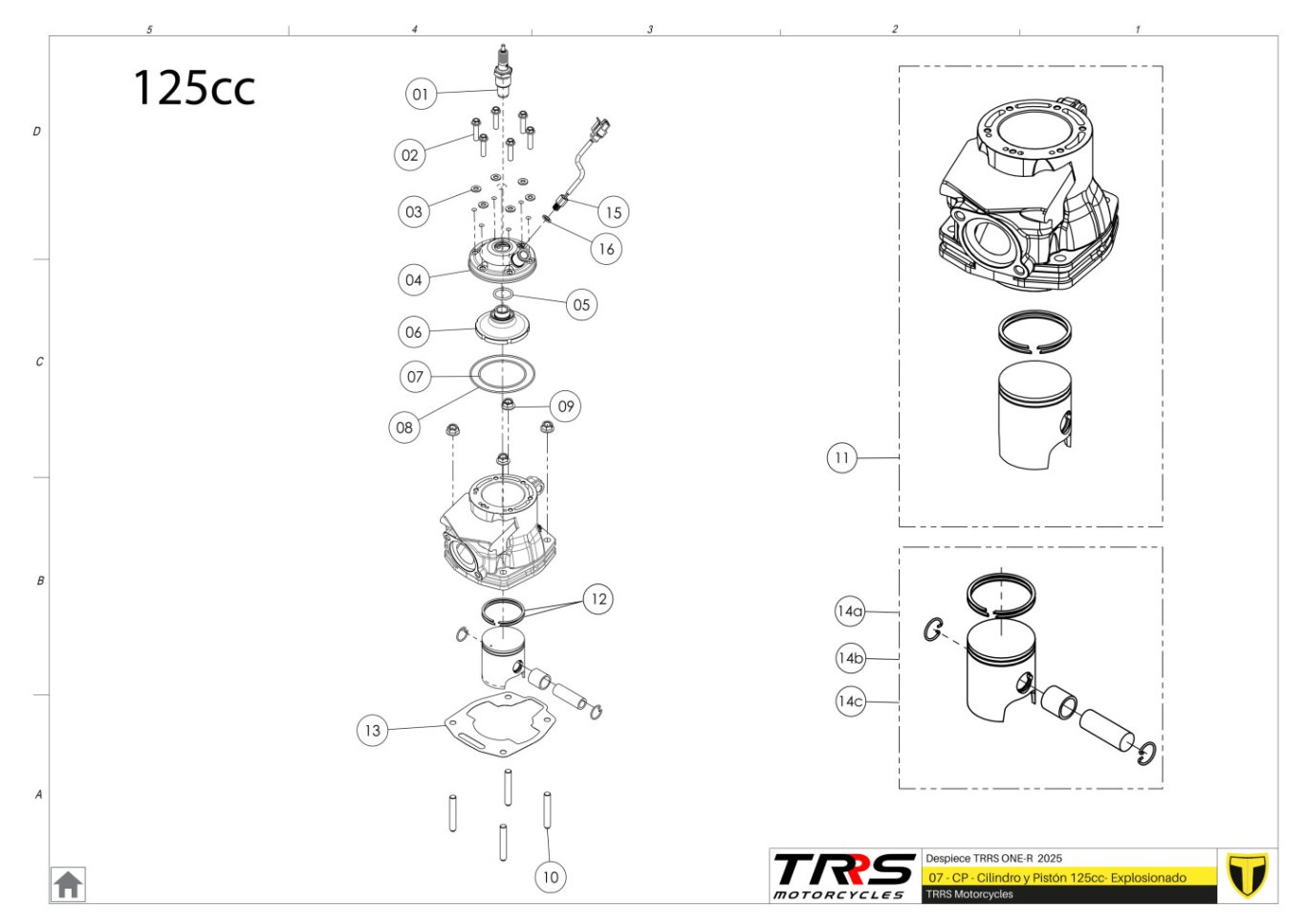 07MT-125 - CYLINDER AND PISTON 125CC