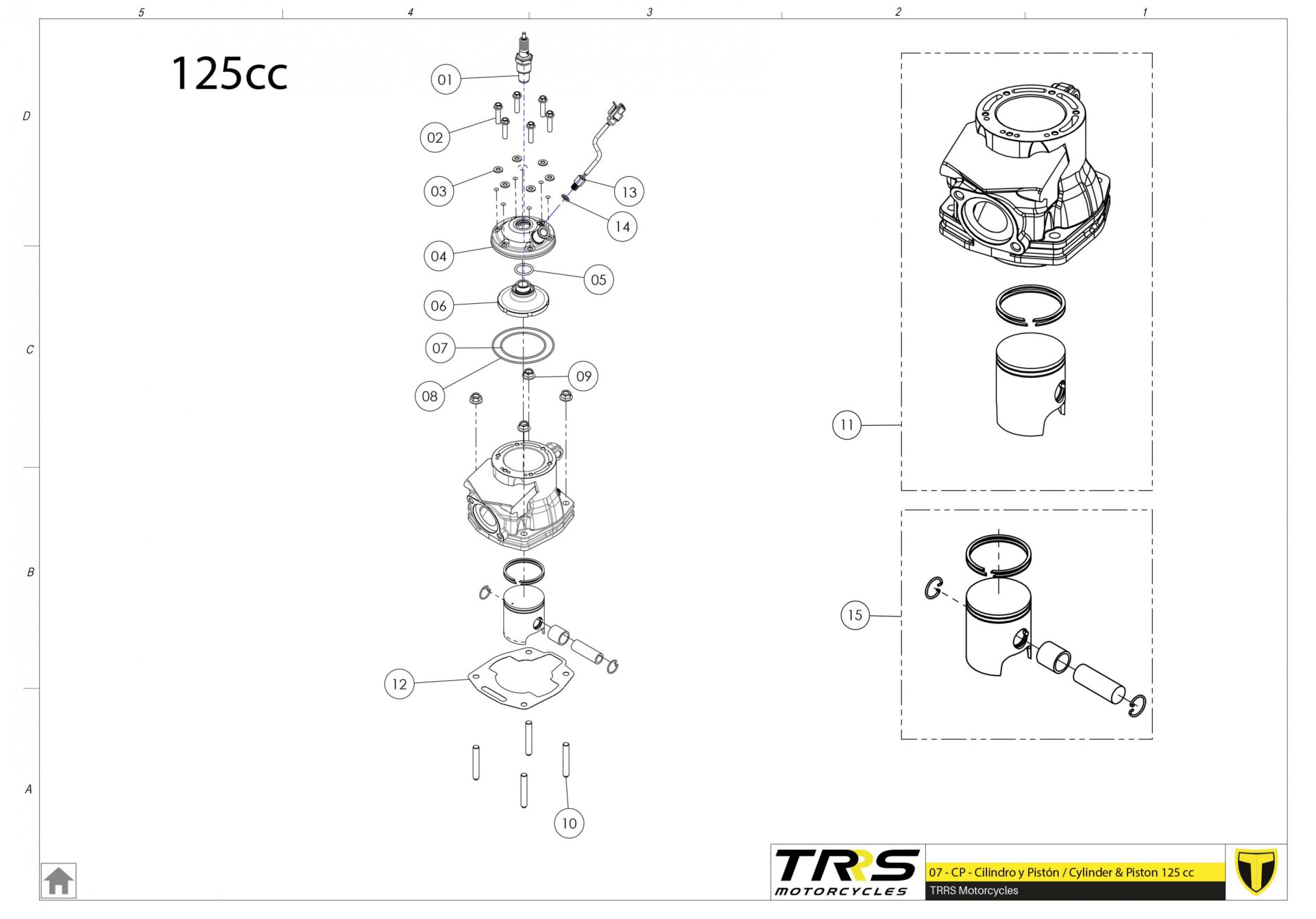 07MT-125 - CYLINDER AND PISTON 125CC