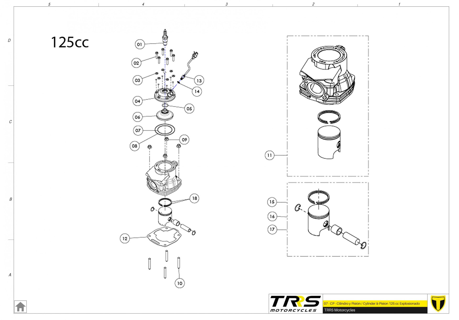 07MT-125 - CYLINDER AND PISTON 125CC